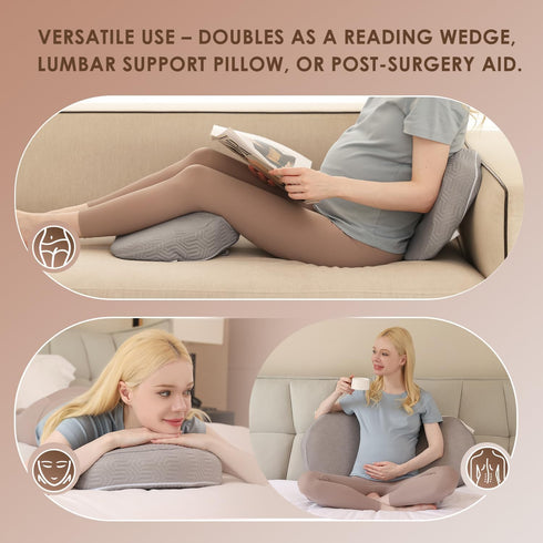 Chilling Home Pregnancy Pillow - Upgraded Memory Foam Maternity Pillow for Pregnant Women - Wedge Pillows for Sleeping