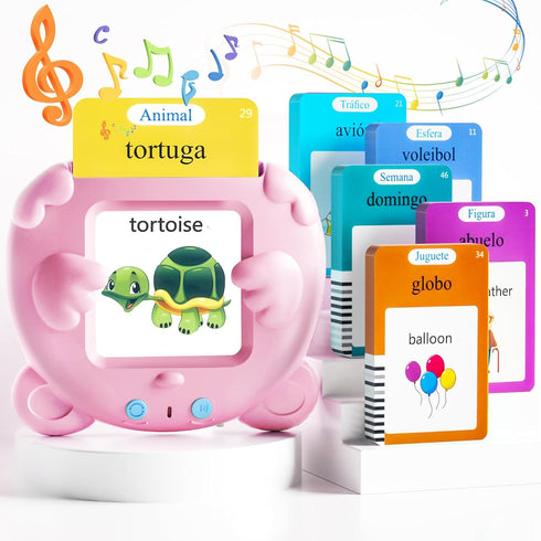 Spanish & English Talking Flash Cards for Toddlers, 510 Sight Words Bilingual Learning Toys for Children, Autism Sensory