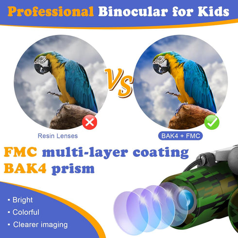 3-12 8x21 Obuby Real Binoculars for Kids Gifts for Years Boys Girls High-Resolution Optics Compact Toy Binocular