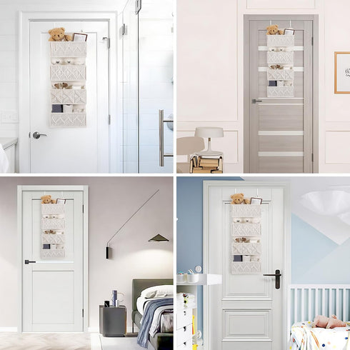 4 ANTIS'S HOME Nursery Over The Door Organizer Boho Decor Nursery Storage with Large Woven Pockets, Macrame Nursery