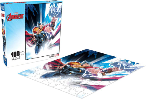 Buffalo Games - Marvel - 100 Piece Thor: The Mighty Avenger Jigsaw Puzzle for Families, Perfect for Game Nights.