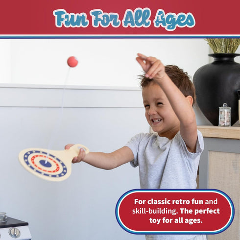 5 Continuum Games Way Back Toys Paddle Ball, Game of Steady Hands and Skill, Novelty Family Fun Game for Ages and up