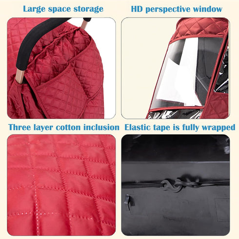 WYI Double Stroller Winter Rain Cover,Winter Cover for Double Tandem Stroller,Big Size Universal Rain and Wind Cover
