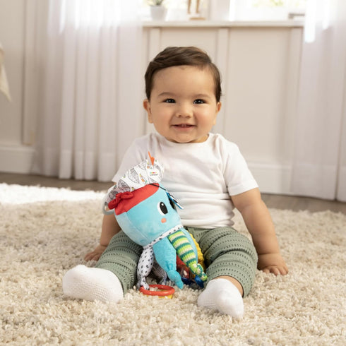 0 Lamaze Clip On Car Seat and Stroller Toy - Captain Calamari - Crinkle Car Seat Toys and Stroller Toys - Sensory Toys