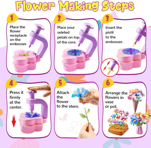 GPPNKC Set 4 5 6 7 8+ Flower Bouquet Craft Kit Flowers Market Toy Educational Toys Fun DIY Activity Christmas Birthday