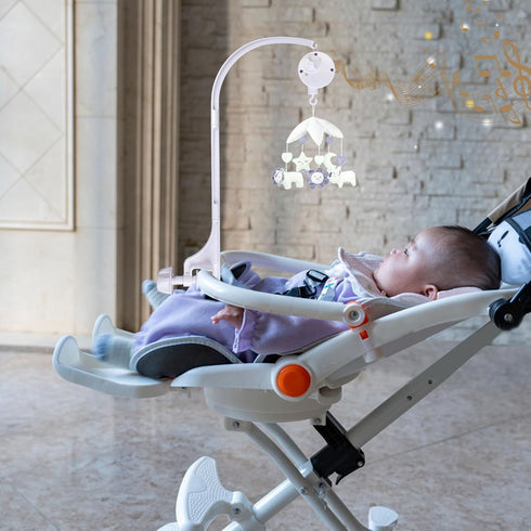 SAGOOITS 24 inch Baby Crib Mobile Bed Bell Holder Arm Bracket, with Music Box, The Foundation can be Adjusted Width-DIY