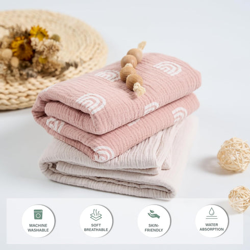 Meracorallo Muslin Swaddle Blanket, 100% Organic Cotton Receiving Blanket, Soft Breathable Wrap for Baby Boys Girls,