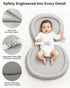 30"x18", Mamatepe Peanut Baby Changing Pad, Foldable Travel On-the-Go with Non-Slip Base & Safety Belt, Wipeable PU