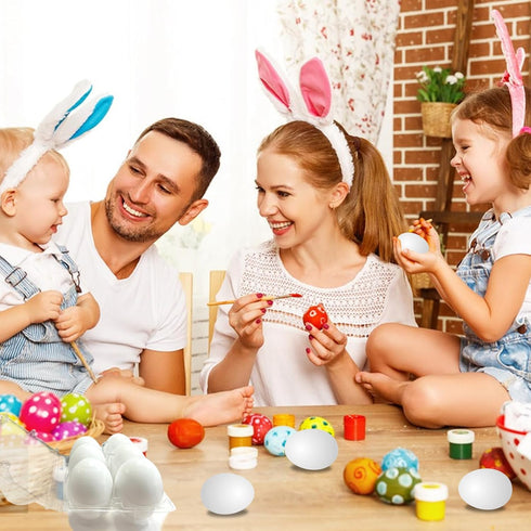sportsvoutdoors 6pcs Set,Children Wooden Fake Eggs, White Wooden Easter Eggs, DIY Kitchen Pretend Play Food Kitchen