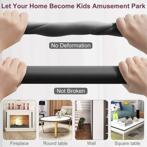 Baby Proofing Edge Corner Protector - 20.5 ft (18.1ft Edge + 8 Corners) Heavy-Duty Black Foam Guard