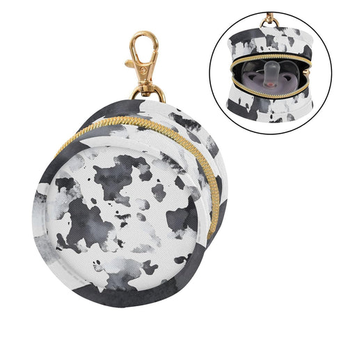 YETTASBIN Cow Print Portable Pacifier Holder Case with Metal Hook Buckle & Zipper for Diaper Bag and Stroller
