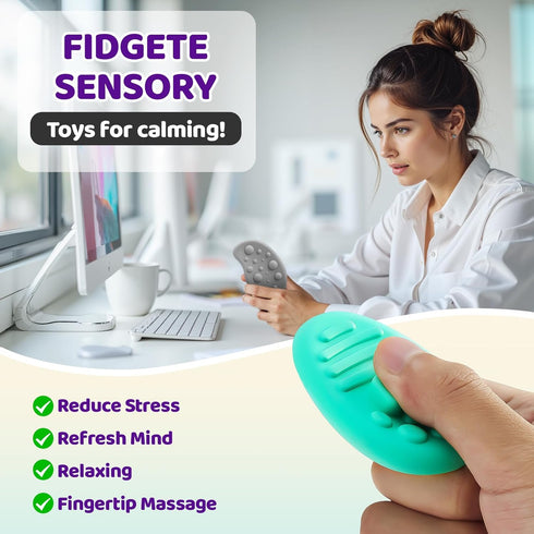 Anxiety:6 Pack Fidget Toys Worry Stones for Sensory Toys for Stress-Silent Fidget Stones-Autism Special Needs Stress
