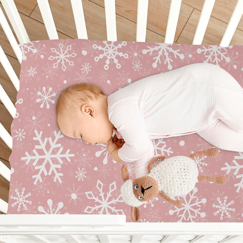 J JOYSAY Pack Pad,52 28 Christmas Snowflakes Fitted Crib Sheet for Boys Girls Baby Crib Sheet Crib Mattress Sheet Soft