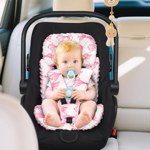 3 Infant Car Seat Insert, Soft Baby Car Seat Head & Body Support for Girl Boy, Reversible Newborn Preemie Carseat