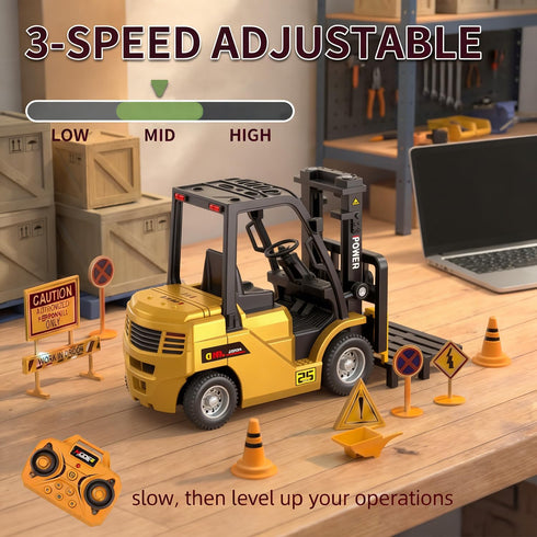 1/64 Controled,2-in-1 Hook,10CH RC Forklift Toy,Mini Forklift Remote Control & Phone App Transformable Lift Fork