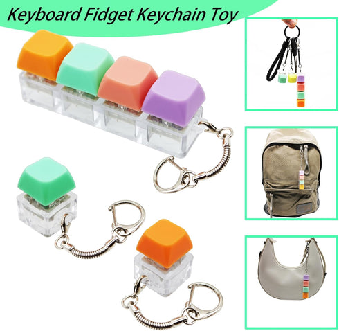 DUOBAOJIA 3 Pack 4 Keyboard Fidget Toys, Keyboard Button Decompression Toys, Fidget Keychain of Colors Keyboard