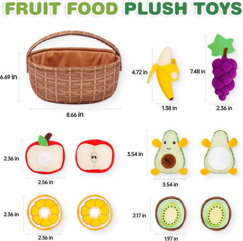 Set 1-3, 1 0-6-12 Jollybaby Plush Stuffed Cloth Fruit Food Toy for Toddler Soft Fruit Basket Montessori Sensory Toy