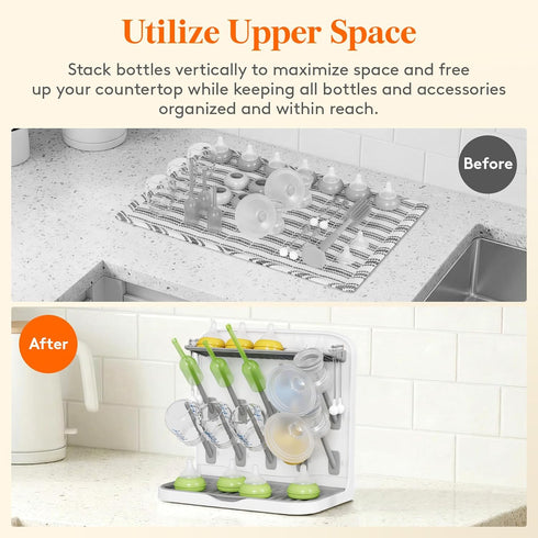 10 Countertop Lifewit Baby Bottle Drying Rack with Hooks, Newborn Essentials Must Haves, Holder Organizer for Baby