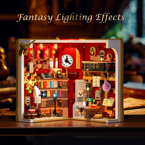 Set 3.6mm 1015 8+ INSOON Magic Booknook Building with LED Light, Mini DIY Bookend Building Kit for Bookshelf & Home