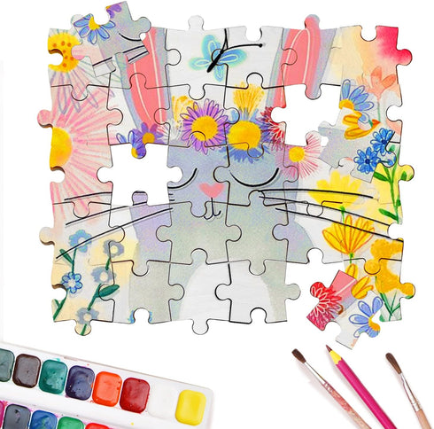 300 Piece Blank Wooden Puzzle Pieces - Unfinished Freeform Jigsaw for Crafts & DIY, 1.4x1 Inches
