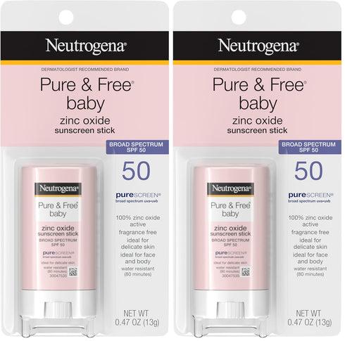 Neutrogena Mineral Sunscreen Stick, SPF 50, Zinc Oxide | Water-Resistant | Hypoallergenic