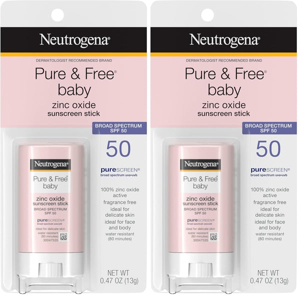 Neutrogena Mineral Sunscreen Stick, SPF 50, Zinc Oxide | Water-Resistant | Hypoallergenic