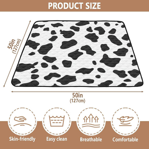KLUVIO 50" 50" Cow Print Baby Play Mat X Thicken Cushioned Baby Mats for Floor, Non-Slip & Washable Kids Play Mat
