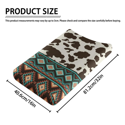 Stretchy Cow Print Diaper Changing Pad Cover, 32" x 16", Washable Fitted Changing Table Mat for Boys and Girls