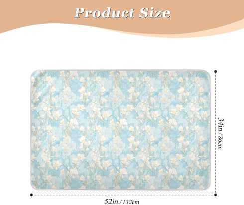 siphylline 52" 34" Cartoon Freesia Soft Blue Extra Large Resuable Changing Pad Covers Soft Absorbent Underpads Wetting