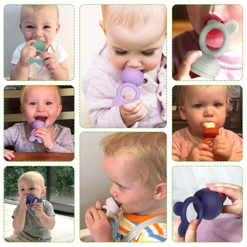 Bessentials Baby Fresh Fruit Food Feeder - 2 Pack Silicone Mesh Feeders for Infant Safe Self Feeding (Purple+Misty