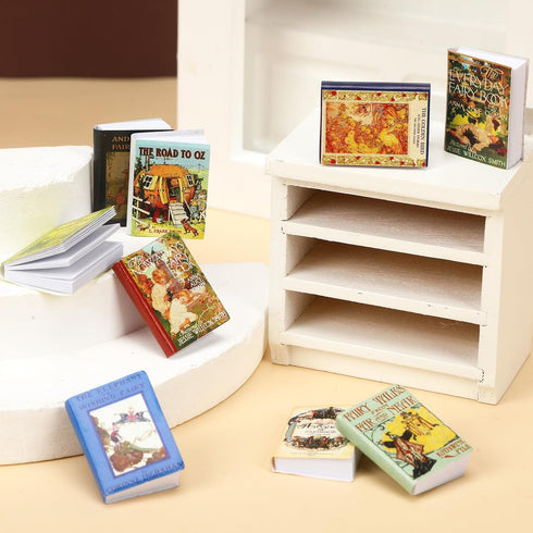 24pcs 1:12 Mini Fairy Books, Scale Miniature Books, Dollhouse Books, Tiny Books for Dollhouse Accessories, Vintage Mini