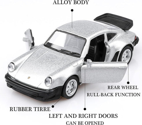 1/36 Scale Porsche 911 Turbo Diecast Car Models - Pull Back Vehicles Porsche 911 Toy Car for Boys and Girls