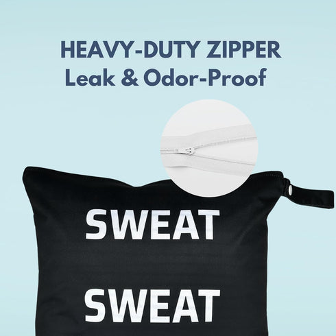 Whole Works 12.6" 14.6" Premium Wet Bag for Gym Clothes - x Waterproof, Machine Washable Sweat Bags for Sweaty & Dirty