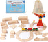 KiToyWod Wooden Train Track Set 62pcs, Wood Railway Systems Accessories Expansion Pack with