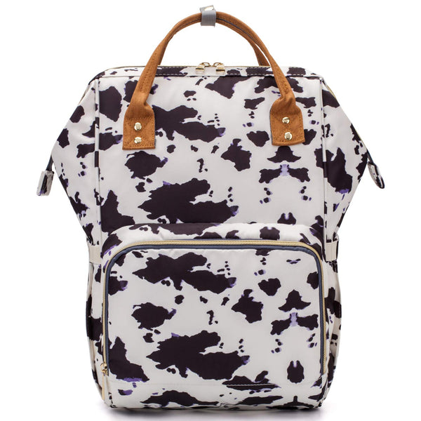 Black Bag Backpack,Womens Large Waterproof Maternity Baby Nappy Bags Cow Print