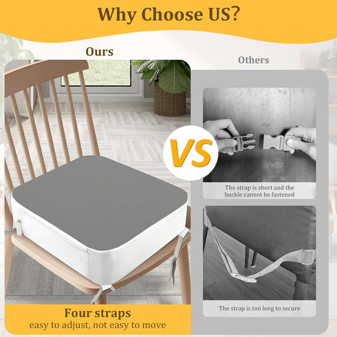 4-Point 3.8" Booster Seat for Kitchen Chair - Anchor Lift Toddler Booster Seat for Dining Table with Side Pockets