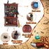 1/12 Set Dollhouse Miniatures Scale Accessories, Wooden Bookshelf Furniture - Magic Bottle&Potion, Witch Frame and Hat