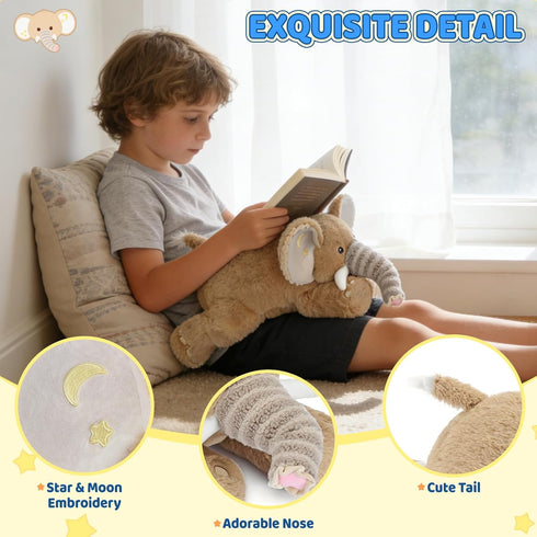 19.7" PEACH CAT Goodnight Elephant Stuffed Animal Cute Elephant Plush Soft Plushies Toys Gifts for Kids Brown