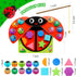 MOONTOY Toddler Wooden Counting Ladybug Montessori Toys, Birthday Gift Magnetic Fishing Game for Kids