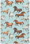 Pigsaly Crib Sheets White Horses Blue Baby Sheet for Standard Crib Mattress Boys