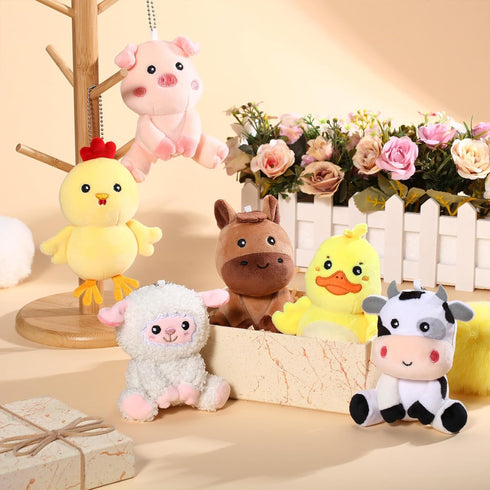 6 4 Inch Aoriher Pcs Mini Plush Farm Animals Bulk Cute Stuffed Animals Plush Horse Cow Pig Sheep Duck Chick for Baby
