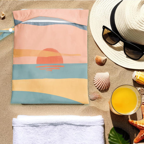 JHFDTY Summer Sunset Wet Bag for Swimsuit Pool Travel Baby Cloth Diapers Dirty Yoga Gym Clothes Beach Bags Gifts