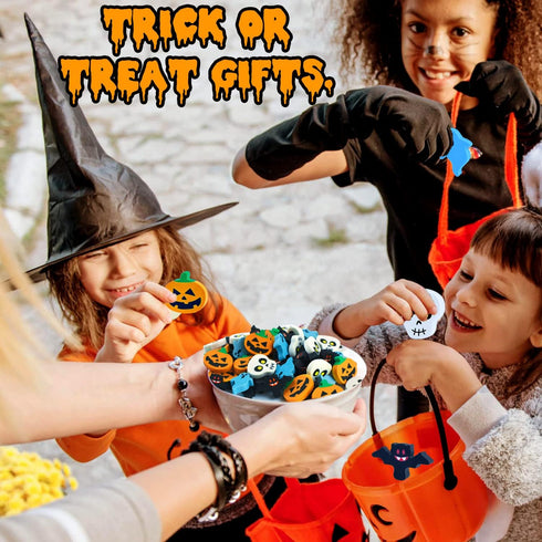 Halloween Mini Erasers Bulk Set, Pumpkin Ghost Bat Erasers for Kids Trick or Treat Goody Bag Filler Party Favors