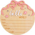 Penitue Hello World Newborn Name Sign, Wooden Pink Bow and Flower Baby Birth