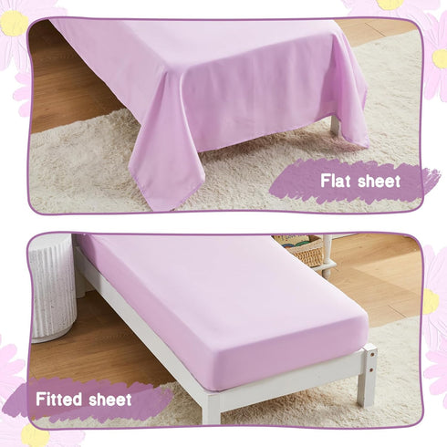 Set 4-Piece Set Set Set, Set, Toddler Bedding for Girls Purple Boho Tufted Daisy Flowers Toddler Bed Comforter