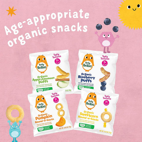 Little Bellies Organic Strawberry Pick-Me Sticks Baby Snack - Pack of 5 x 0.56 oz Individual Packs