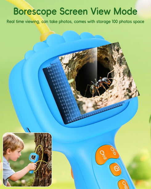 5 4,5,6,7,8,9,10(Blue) Borescope Snake Camera with Light for Kids, Outdoor Educational STEM Toys, Science Gifts