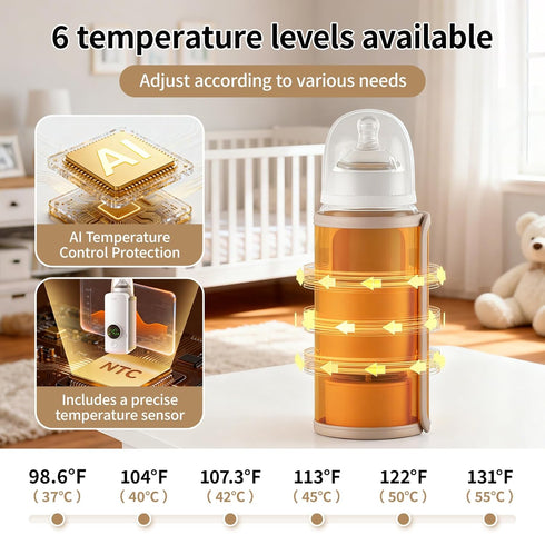 BOKASM 6000 Portable Baby Milk Bottle Warmer for Breastmilk and Formula Feeding,Travel Baby Bottle-Feeding Breast Milk