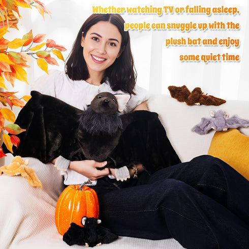 5 Set 13 Inch Mommy 4 Civaner Pcs Goth Stuffed Bat Plush Toy Bat Stuffed Animal with Babies Gothic Plushies Dolls