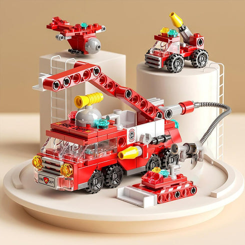 Vilbocr (142 7-in-1 Set, 6-12, City fire Truck Building Block Toy PCS) Fire Truck & Rescue STEM Learning Toys for Kids
